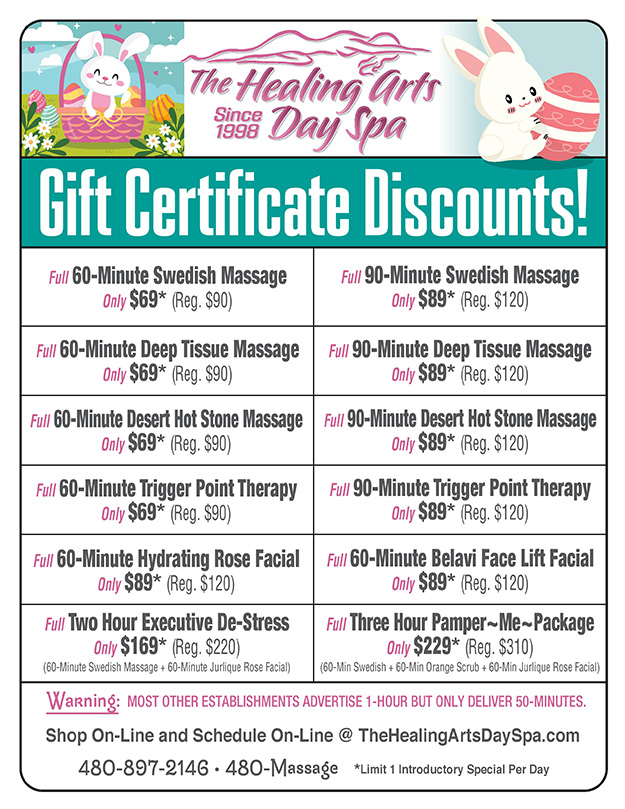 Healing Arts Day Spa Valentine's Day Gift Certificate Specials