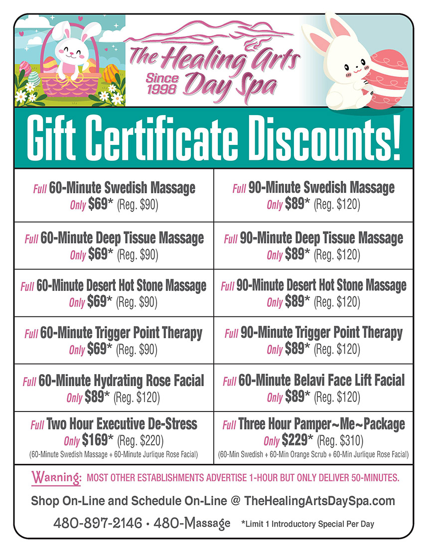 Healing Arts Day Spa Easter Gift Certificate Specials